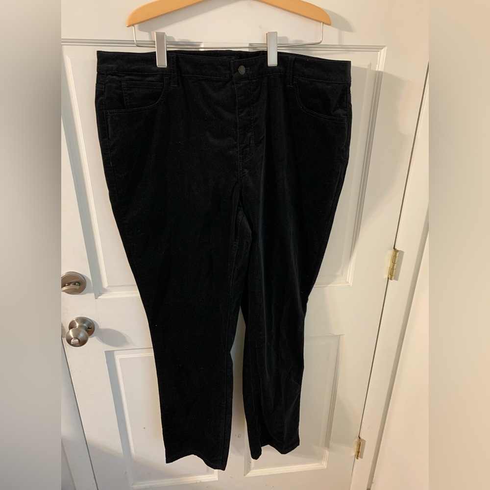 Talbots Cotton Blend Black Velveteen Straight Leg Pants 20W